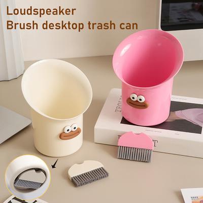 Yousheng Desktop Trash Can Cute Wastebasket with Mini Cleaning Brush Funny Sausage Lips Small Trash Bin for Office Desk Vanity Table