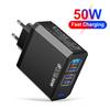 50W 4 Anschlüsse USB-Ladegerät Schnellladung EU/US-Stecker Wandladegerät für IPhone Samsung Xiaomi Huawei Quick Charge Handy-Ladeadapter