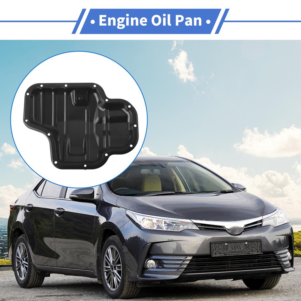 UXCELL No.1210224020 Engine Oil Pan Oil Pan Sump Transmission Oil Pan for Toyota RAV4 2019-2023 Aluminum Alloy Black