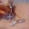 Versatile Gold-Plated S925 Sterling Silver Cross Earrings with Diamond-Set Ear Cuffs - Minimalist Light Luxury for Women