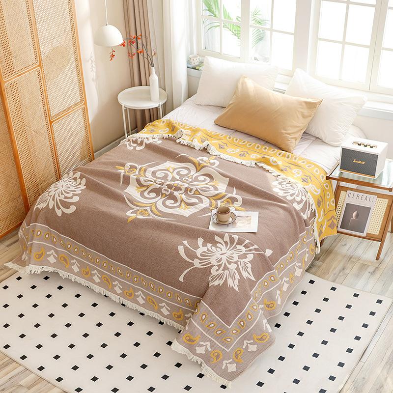 Nový čistě bavlněný střapcový gázový ručník, prostěradlo na přikrývku, dvojitá klimatizační deka, celoroční bavlněný přehoz na pohovku, sezónní deka na polední přestávku