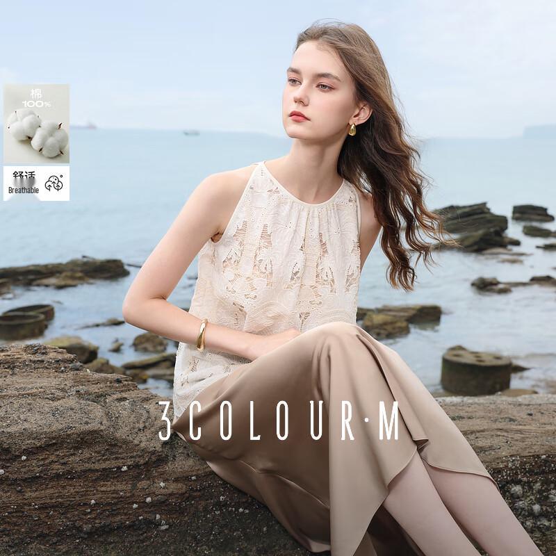 Sancai 2025 Summer Embroidered Sleeveless Babydoll Blouse L 165/88A