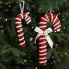 Sweet Christmas Tree Pendant Candy Cane Lollipop Christmas Ornament Red White Sparkling Candy Model for Home Party Deco