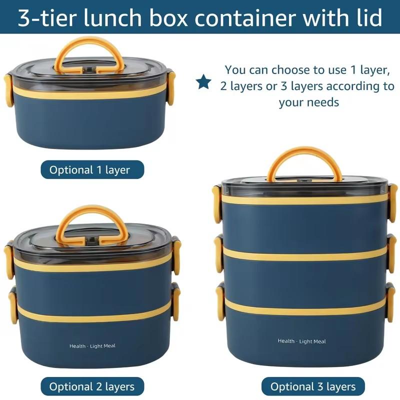 3-Tier 1600ml Kids Lunch Box with Leakproof Design, Microwave-Friendly Bento Container for School, Travel, and Outdoor Use