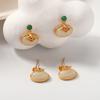 New Chinese Imitation Hetian Jade Enamel Color Earrings Women's Senior Temperament Oval Niche Stud Earrings Retro Earrings