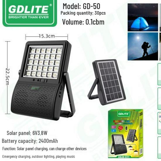 High-Power Portable Solar Floodlight: Super Bright Mobile Searchlight for Construction and Emergency Outdoor Lighting