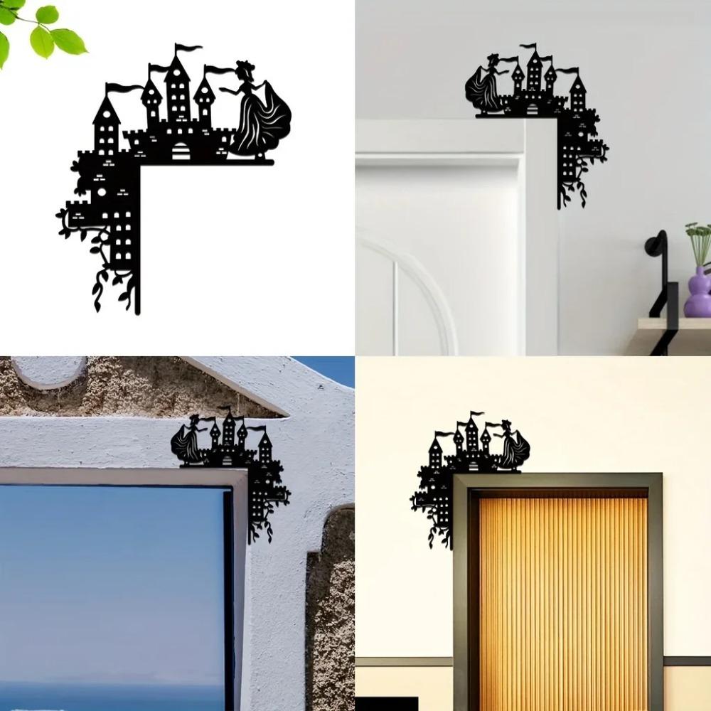 1 buc. Autocolante decorative de perete prințesă și castel - împodobesc colțurile și ramele ușilor, decor metalic pentru agățat perete pentru o atingere magică