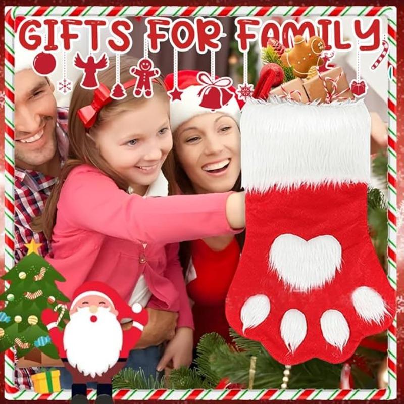 Christmas Dog Socks Polyester Plush Non-Woven Paw Design for Dog Lovers Festive Home Decor Without Feathers
