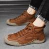 Hand-stitching Leather Men Boots Genuine Leather Casual Leather Shoes Men Ankle Boots