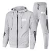 Men's Trendy Autumn Zip-Up Hooded Sweatshirt with Three Stripes Print