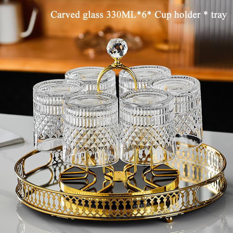 6-piece set with rotating cup holder, light luxury, high-end, for whiskey, water, beer, wine