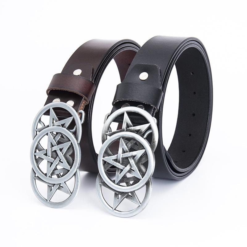 Men's Trendy Five-Star Leather Belt - European & American Celtic Classic Design