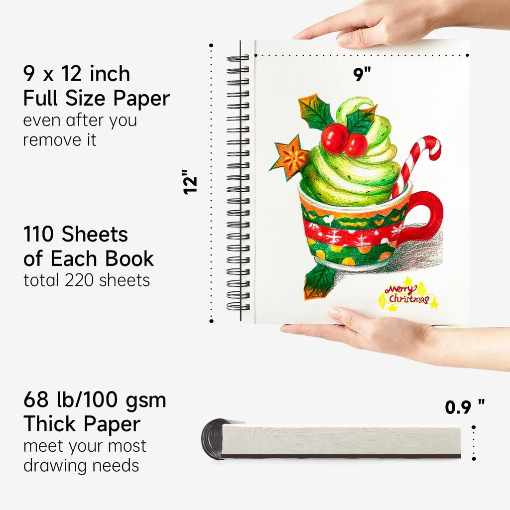 Shuttle Art Sketchbook, 110 sheets, 2-book set, spiral bound, with patterns, drawing paper, croquis book, sketchbook, drawing pad, doodling pad, freeh