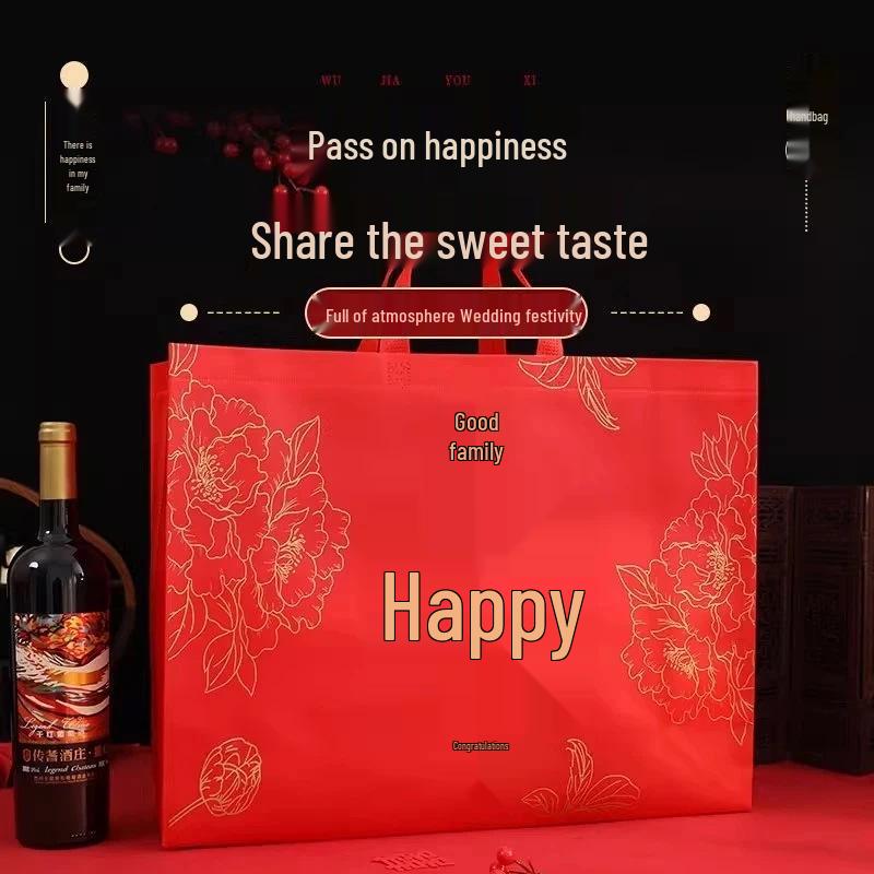 Large Red Double Happiness Wedding Favor Gift Bag Box