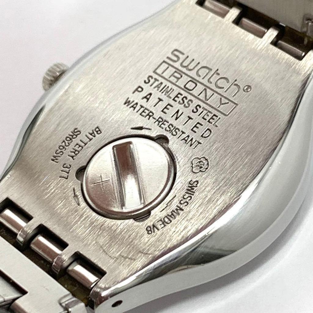 Used 824 Working Item Battery Replaced Swatch IRONY SWISS Men's Watch Quartz 3 Hand Silver Calendar Luminous Popular Rare