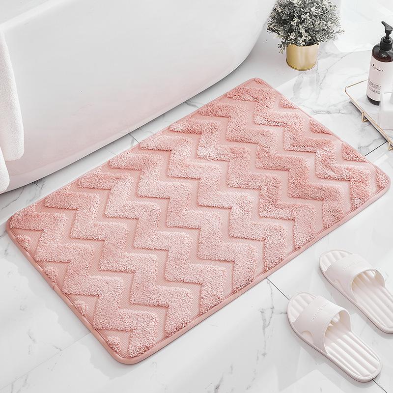 Thick Plush Bath Mats Water Absorbent Soft Shower Bathroom Rug Non-slip Shower Floor Mat Streak Entrance Door Mat Grey Fashion