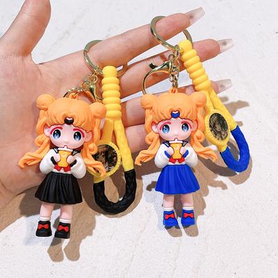 Anime Sailor Moon Figure Keychain Cartoon Cute Moon Cat Keyring Mars Jupiter Mercury Backpack Car Key Chain Christmas Gift
