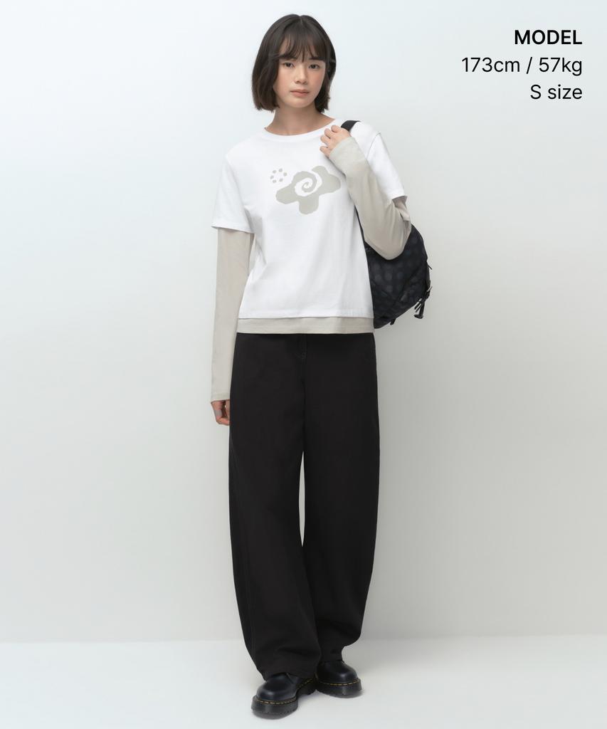 MUSINSA STANDARD WOMAN [Ohesio Collaboration] Layered Long Sleeve T-Shirt [White]