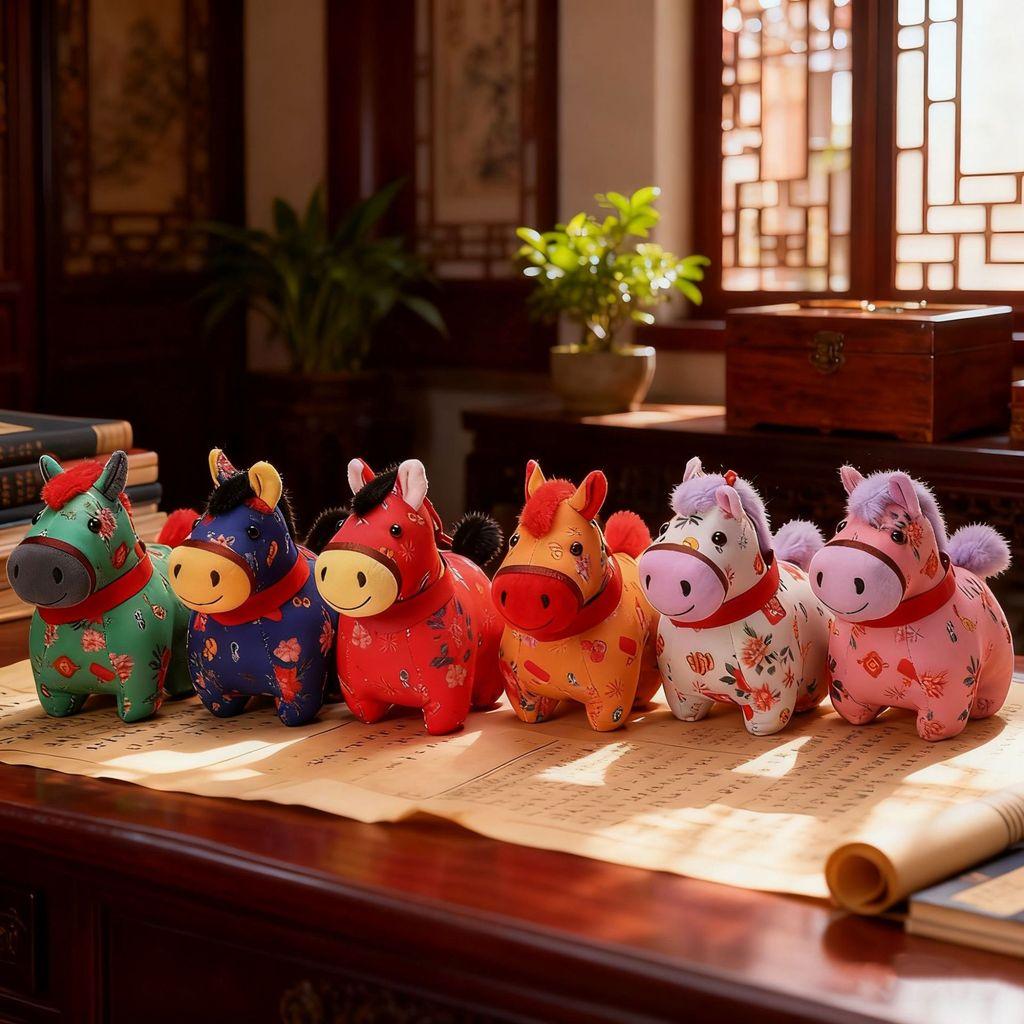 Year Of The Horse Plush Keychain With Pp Cotton Fill For Lunar New Year Gifts