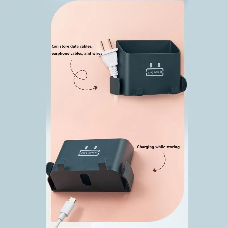 1 Pc Wall Hanging Mobile Phone Charging Plug Storage Rack Multifunction Air Conditioning Remote Control Organizer Shelf