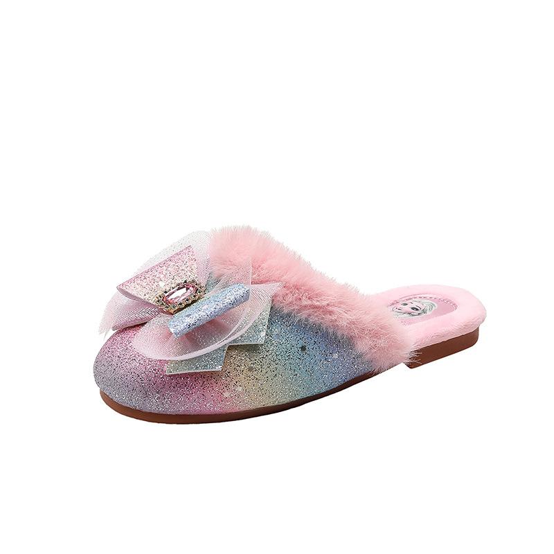 

Girls Warm Cotton Slippers Winter Cute Children s Princess Furry Slippers Baby Girl s Frozen Elsa Home Shoes 24 розовый