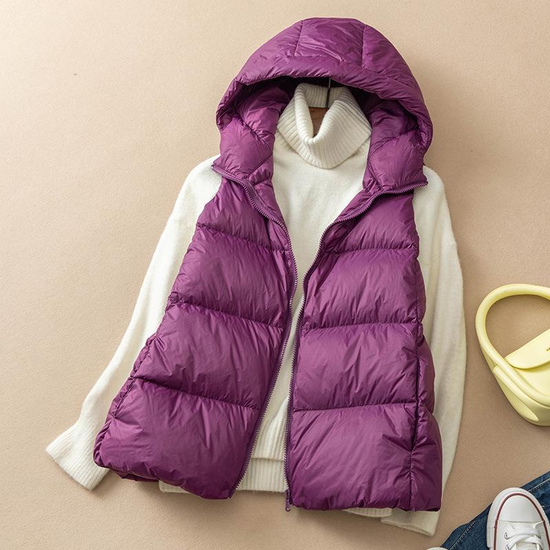 Kapuzen-Daunenweste Damen 2024 Herbst und Winter Neue Weste Daunenweste mit Kapuze Daunenweste Damenbekleidung Trend