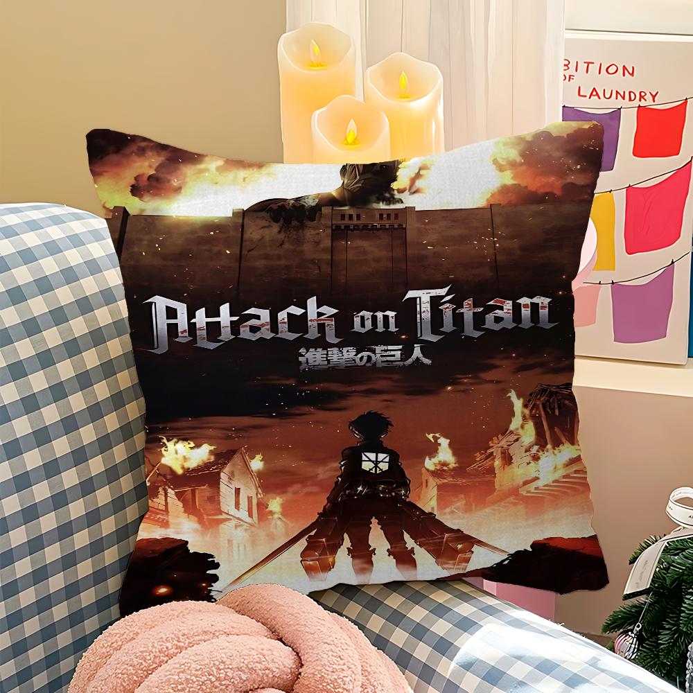 Anime A-Attack On T-Titan Cushion Cover Car Throw Pillow Case For Sofa Car Christmas Gift 40x40cm 45x45cm