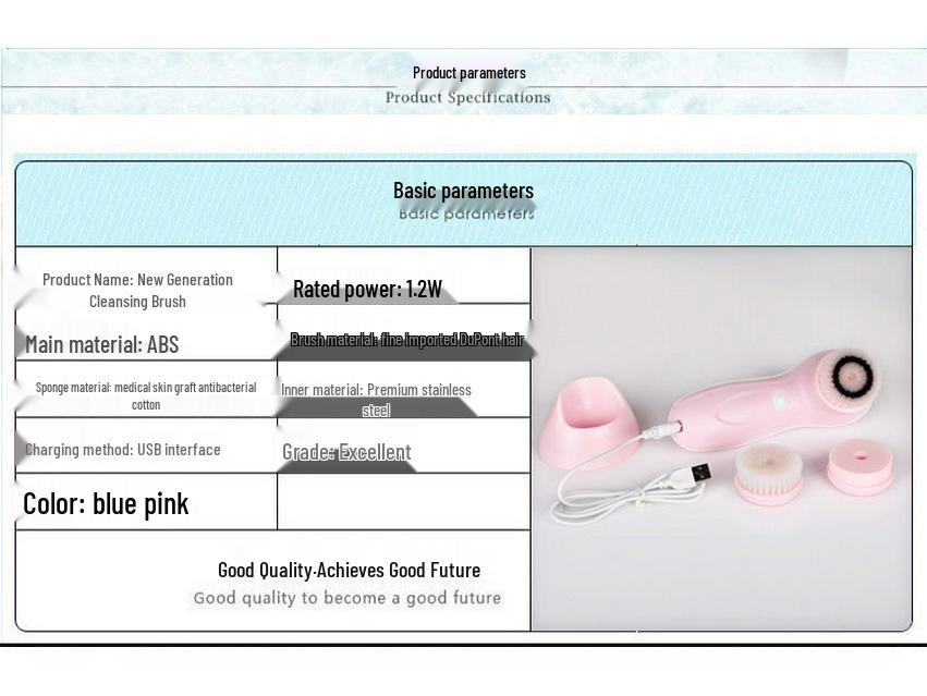 Waterproof Electric Facial Cleansing Brush - Blackhead Removal & Pore Cleanser
