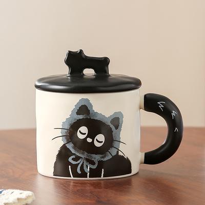 Tazza per Acqua per Coppia con Coperchio per Gatto Carino Cartone Animato Regalo Tazza in Ceramica Alto Aspetto Alta Resistenza alla Temperatura Tazza Souvenir