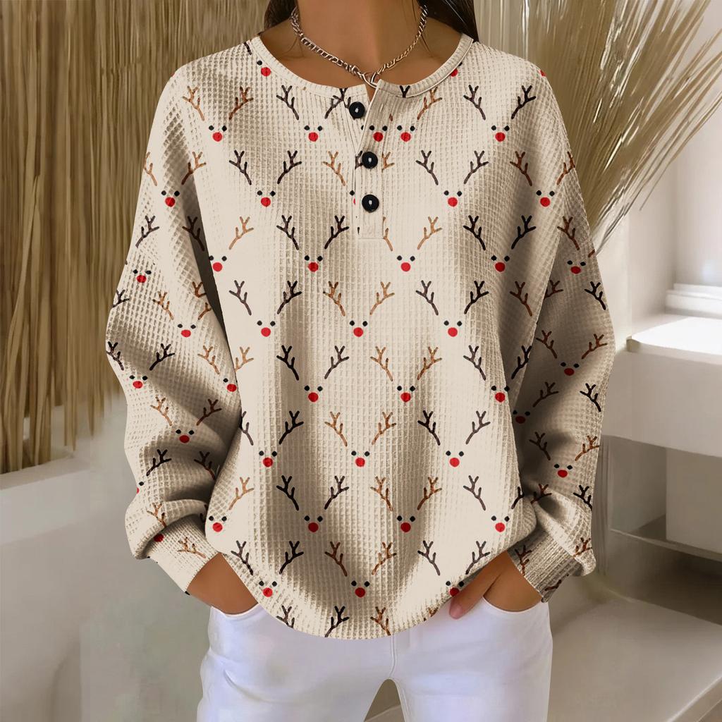 Women's Casual Shirts Long Sleeve Tops Button Up V Neck Loose Knit Fall Favorites For Women