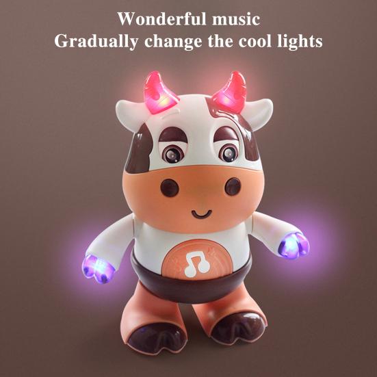 1/2Pcs Kids Electric Cow Toy with LED Light Music Singing Dancing Cartoon Dairy Cattle Toy Toddlers Interactive