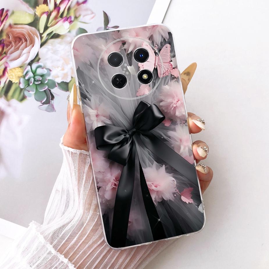For Huawei Nova Y91 Case STG-LX1 STG-LX2 Stylish Bow Flowers Painted Cover Soft Silicone Case For Huawei Nova Y91 NovaY91 Fundas