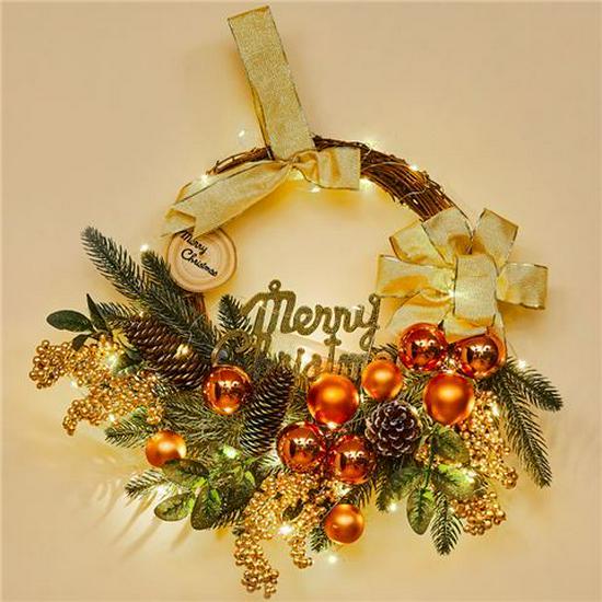 50CM Christmas Wreath & 2.7M Garland Set - Festive Door & Wall Decor