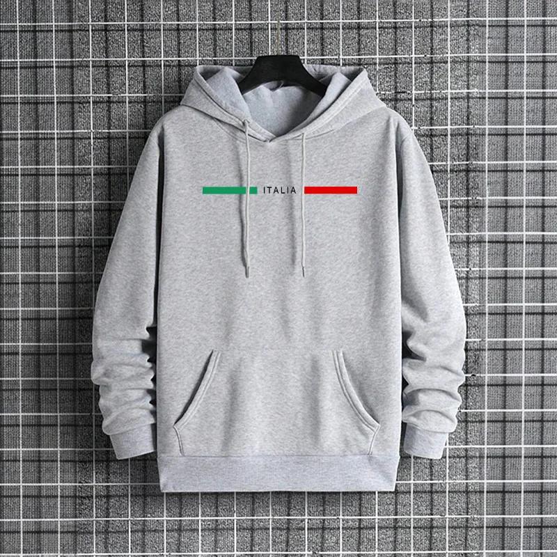 Mens Outdoor Warm Comfortable Pullover Streetwear Italy Style Male Hooded Sweatshirt Winter Autumn Casual Sports Jogging Hoodies