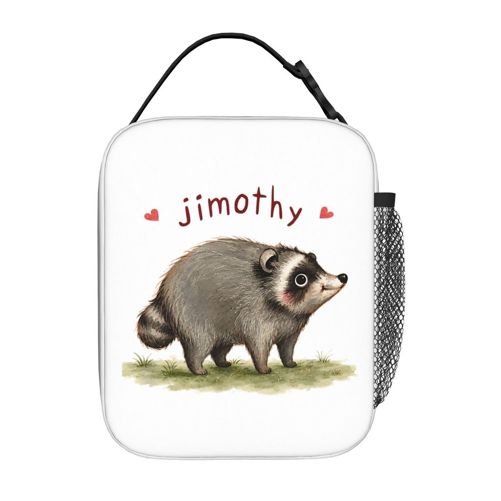 Cute Raccoon Meme Team Jimothy Thermal Insulated Lunch Bags for School Portable Food Container Bags Cooler Thermal Lunch Boxes
