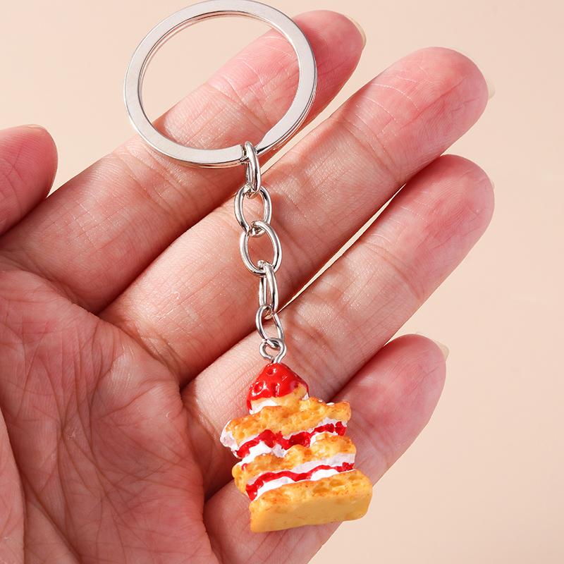 Cute Cartoon 3D Food Keychains Hamburg Donut Cookies Cake Key Ring for Men Women Handbag Pendant DIY Jewelry Gifts