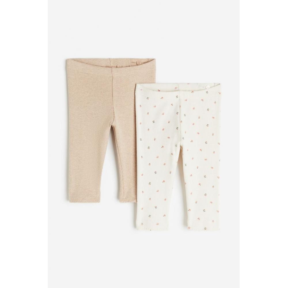 

Комплект из 2 предметов леггинсов HM в рубчик, белый цветочный принт