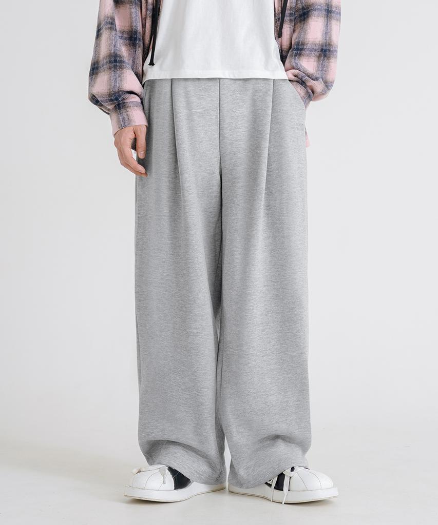 LEMAIN SECOND One-Pleat Wide Sweatpants [Gray] (Type B)
