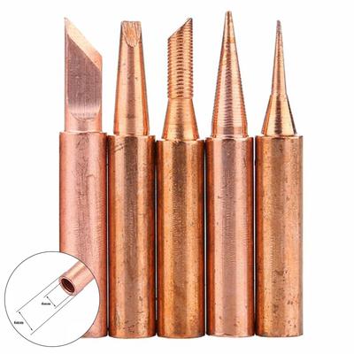 5x Set 900M-TK 6mm Lötspitzen Reines Kupfer Elektrische Eisenkopf Schweißwerkzeuge
