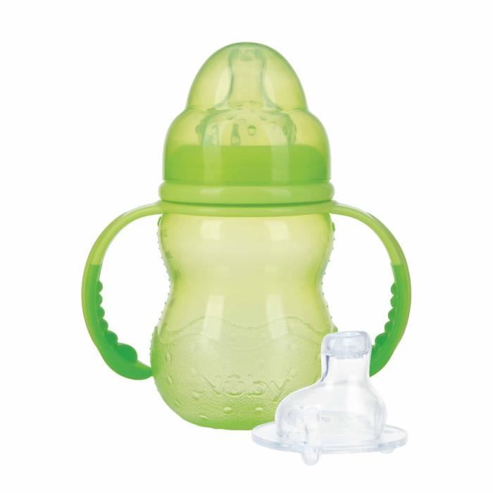 NUBY Biberon D’apprentissage Avec Bec Anti-goutte - Vert - 240 Ml