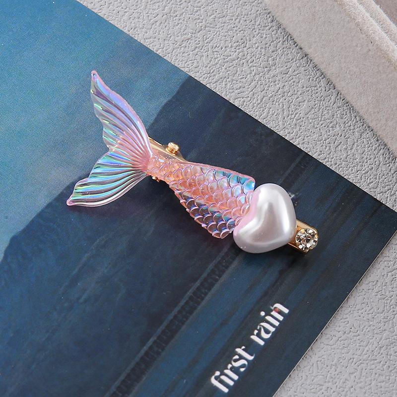 New style cream shell starfish knot hair clip female forest sweet and simple girl heart cute duckbill clip
