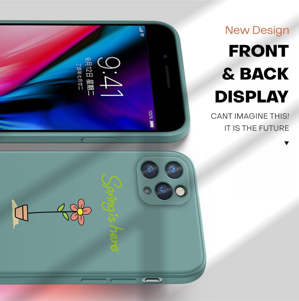 Cartoon Colorful Pattern Printing Phone Case Square Liquid Silicone TPU Full Cover Camera Shockproof Protection Cover for Samsung Infinix Tecno