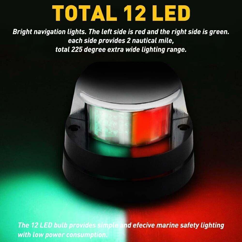 Super Bright Navigation Light Red-Green LED Light Chrome Housing For Boat Marine