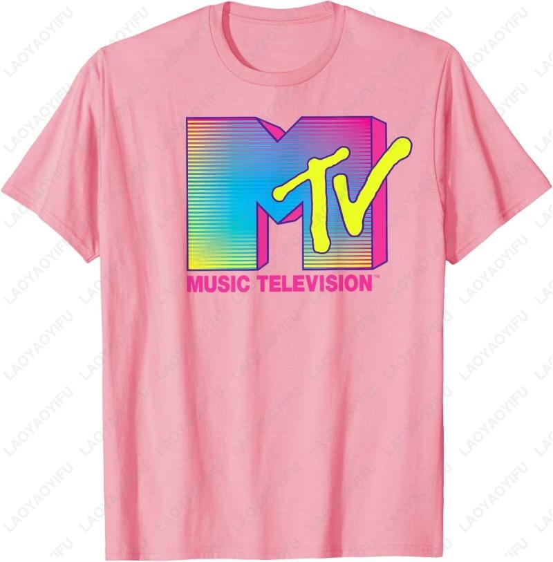 MTV Logo Fluorescent Colors Retro MUSIC Television Design Print Adult Cotton Shirt Creative Trend Breathable Classics Unisex Tee S