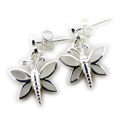 [J3896] - Silver BO 'Dragonflies' Mother-of-pearl