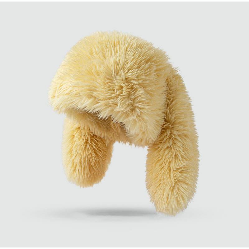 

Плюшевая шапка с кроличьими ушками Женская Милая Модная Теплая Плюшевая Шапка Зимняя Уличная Защита Ушей Однотонная Толстая Шапка Высокое Качество бежевый