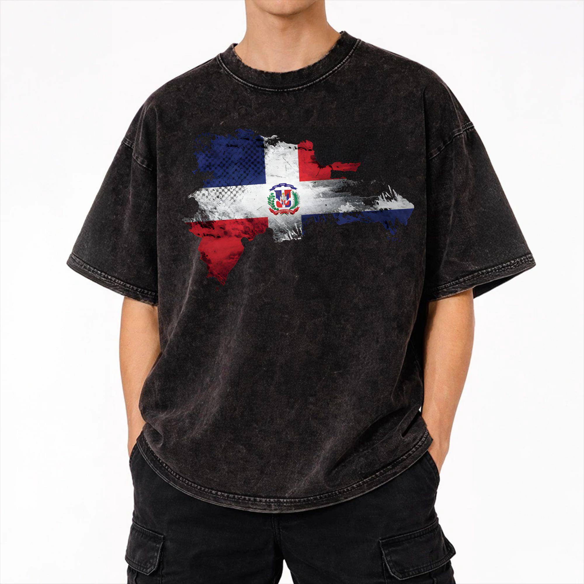 Summer Dominican Republic  Washed Shirt Accessories Oversize T-Shirts  Men Women Tees S разноцветный