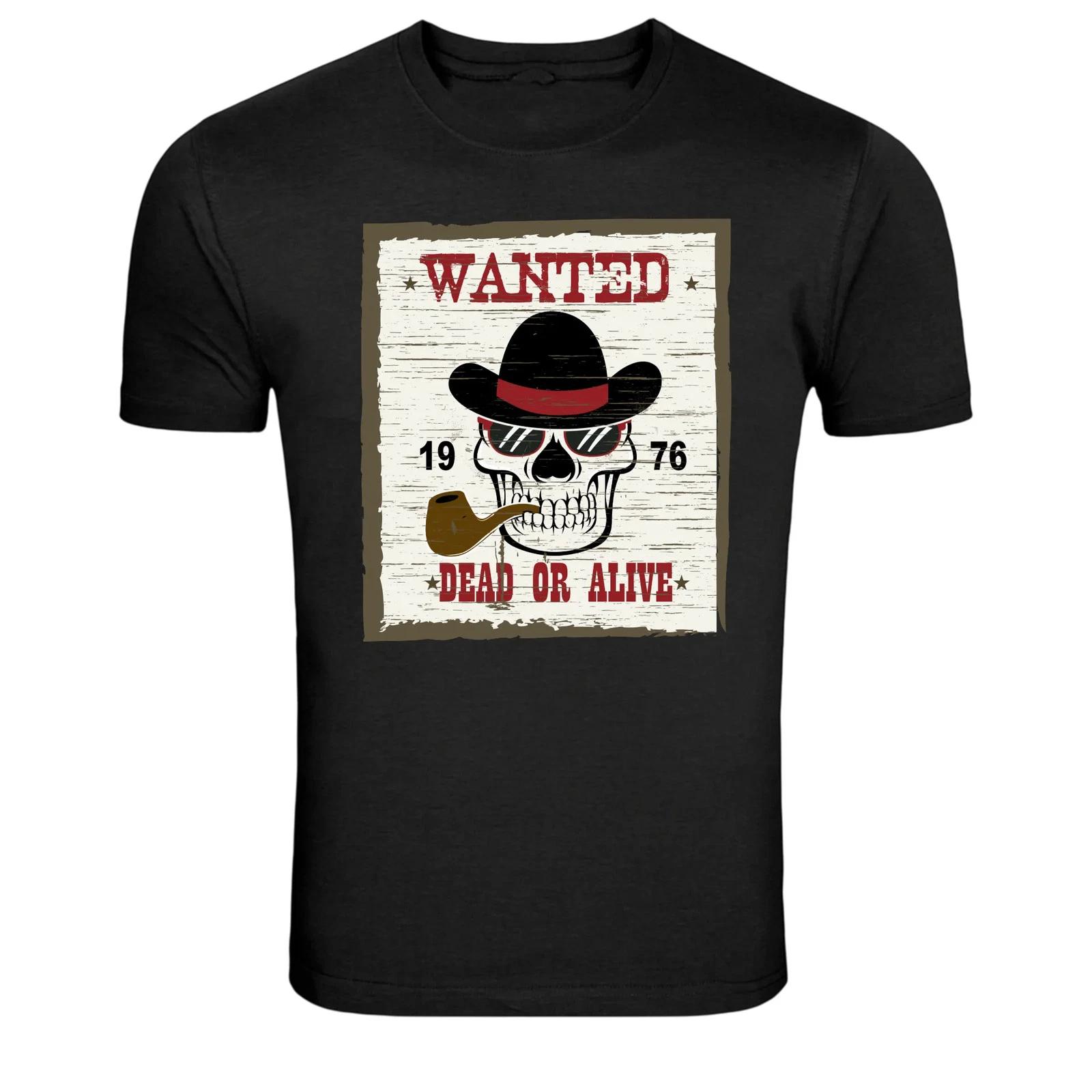 Wanted Dead Or Alive Cowboy Skull Western Graphic T-Shirt XL