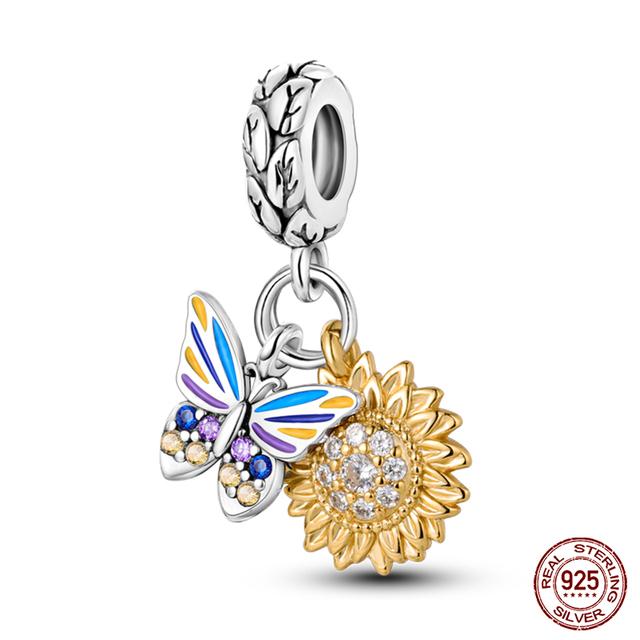 Prawdziwe 925 Sterling Silver kolorowy motyl sowa wróżka wisiorki koraliki Fit Fasion 925 oryginalne bransoletki naszyjniki Fine DIY biżuteria