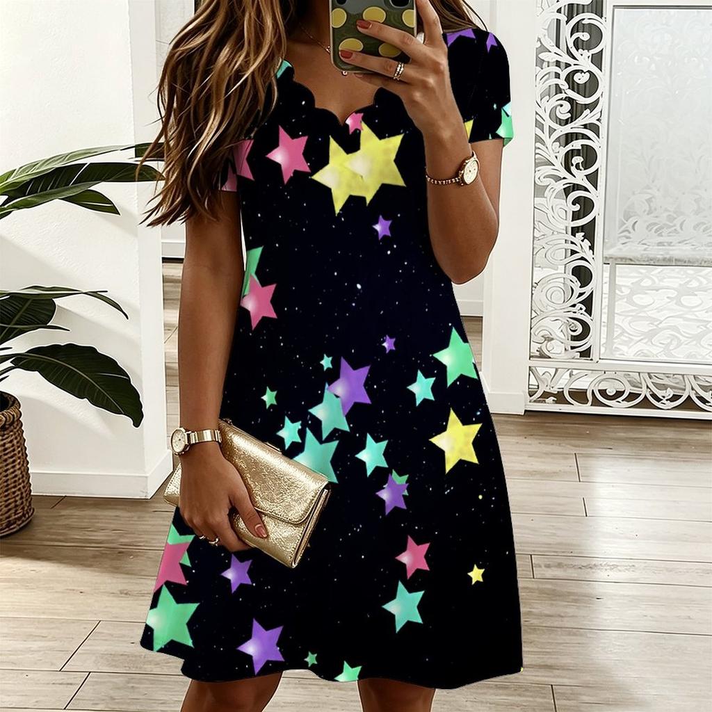 Women V Neck Floral Printed Loose Dress Plus Size Summer Casual Outfit